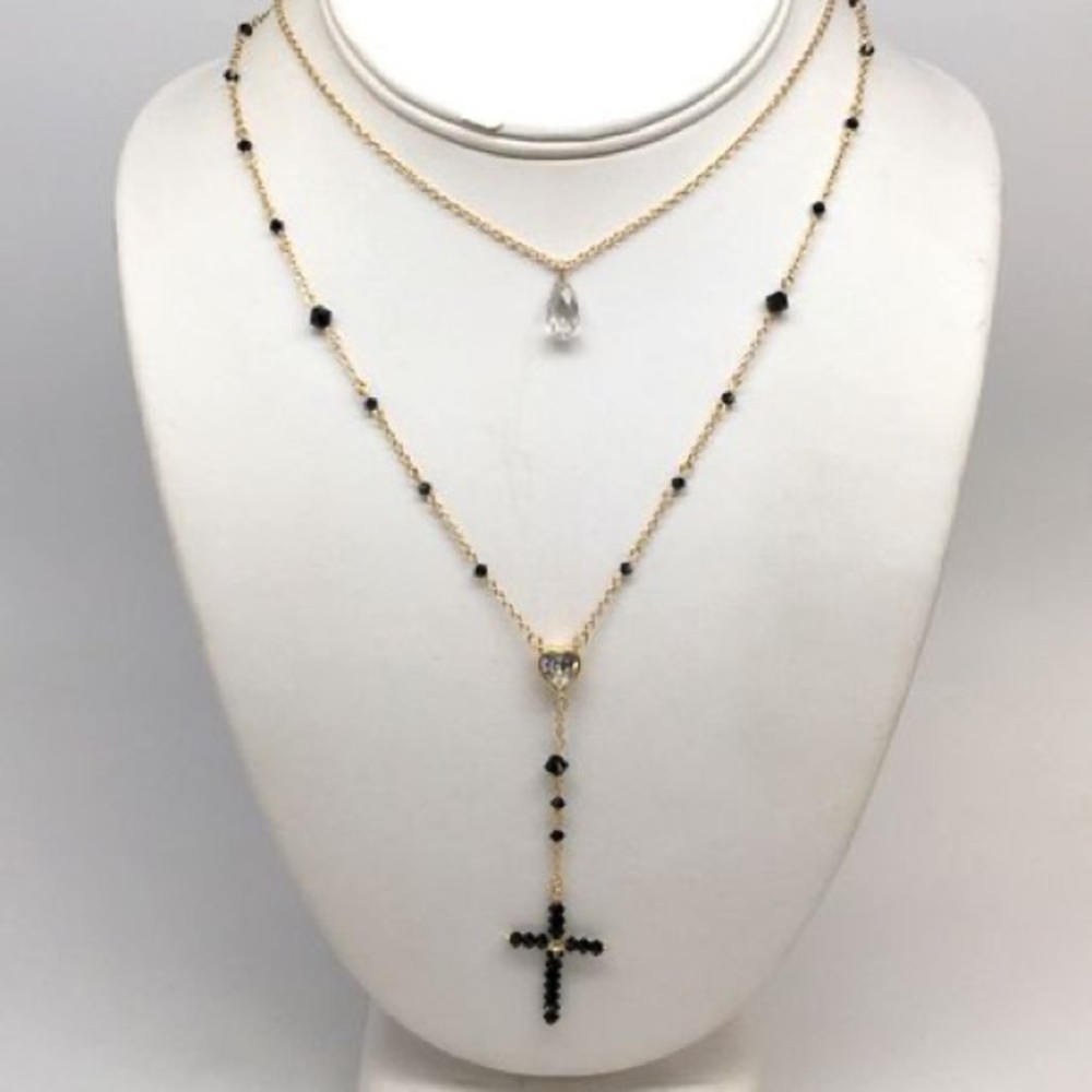 Swarovski gold cross necklace
